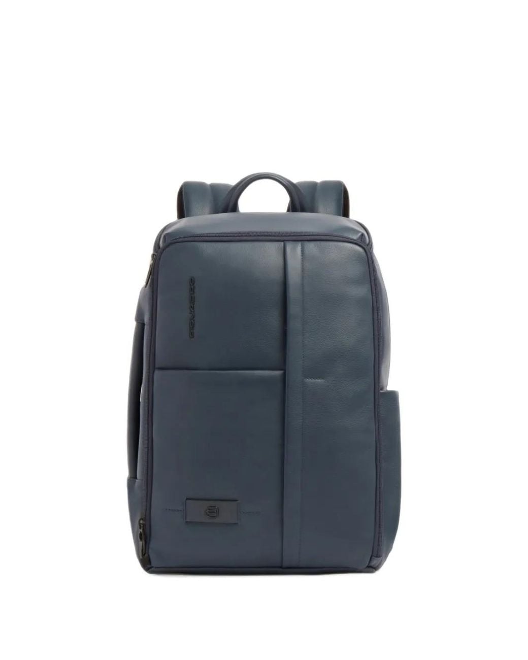 Piquadro Blue Expandable Logo-Plaque Leather Backpack for men