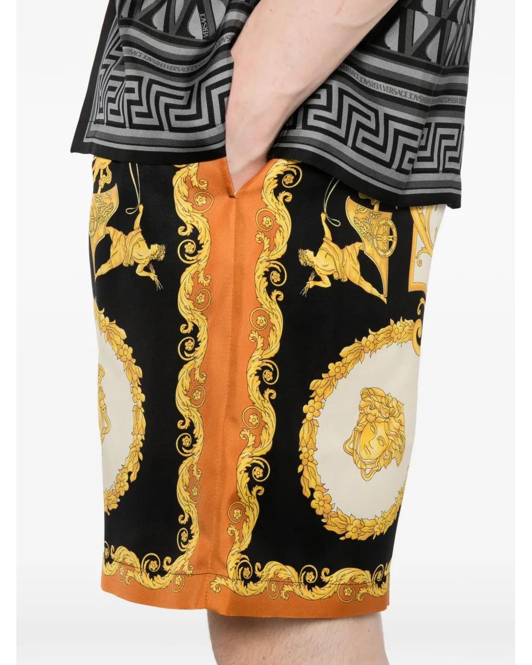 Versace Metallic Printed Silk Twill Regular Shorts for men