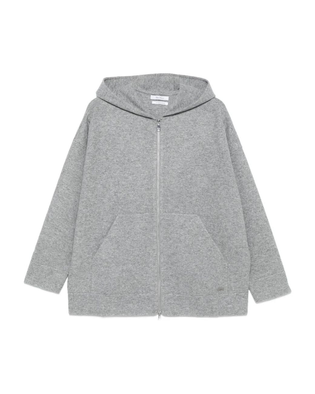 Max Mara Gray Zip-Up Wool-Blend Hoodie