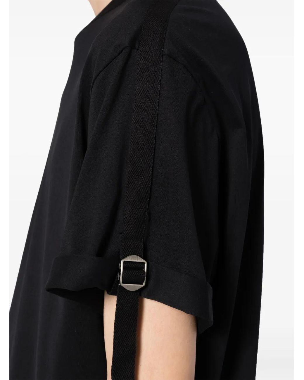 Neil Barrett Black Buckle-Strap Cotton T-Shirt for men