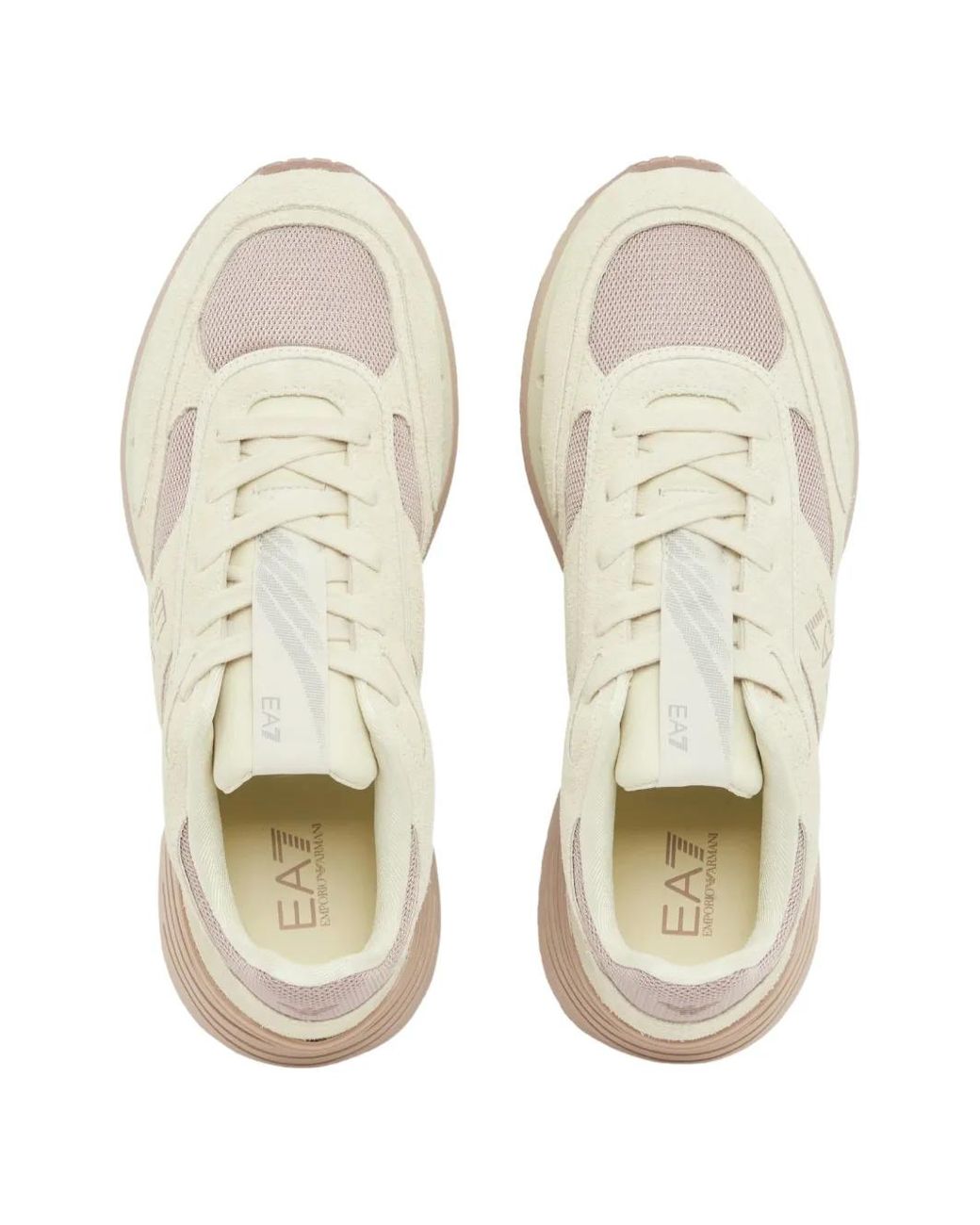 EA7 White Logo-Print Leather Sneakers for men