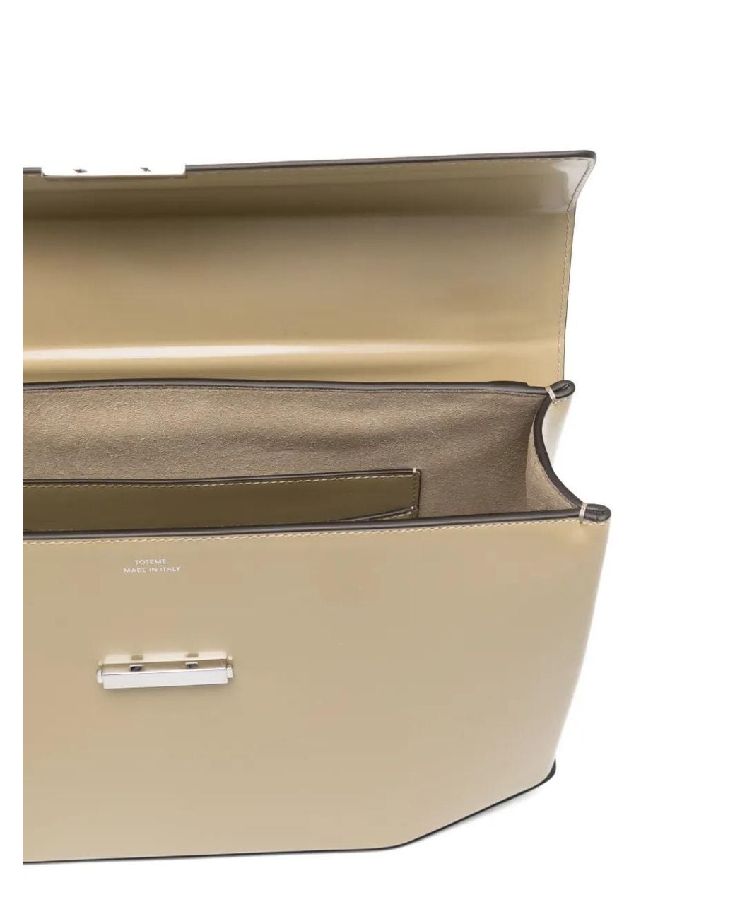 Totême Metallic Clip Polished-Leather Top Handle Cashew