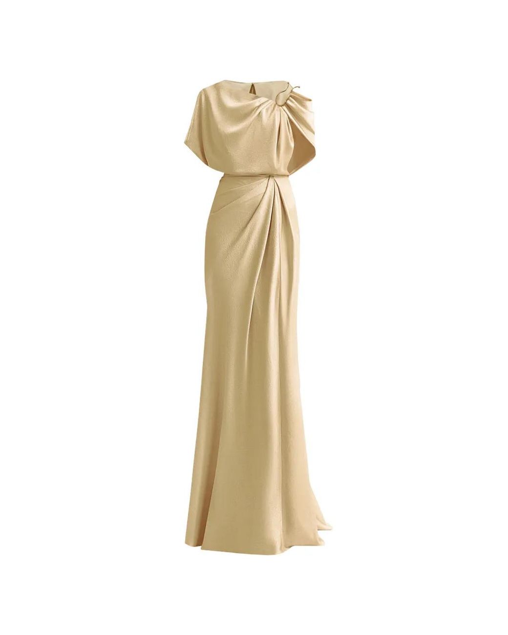 Gemy Maalouf Metallic Buckle Asymmetrical Draped Maxi Dress