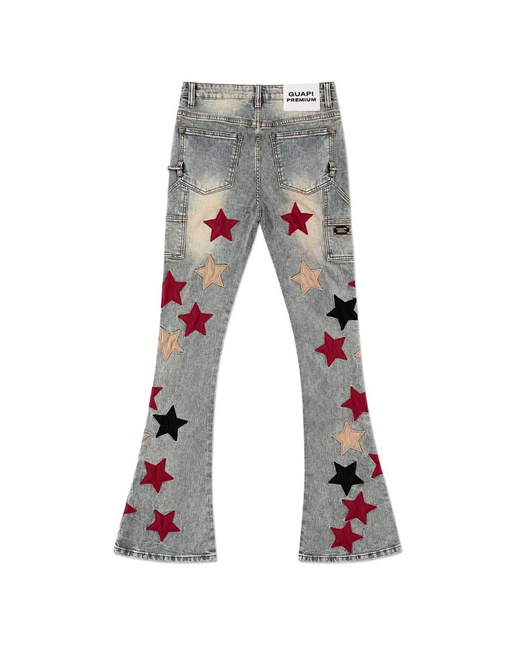 GUAPI Blue Star-Appliqué Chain-Detail Jeans for men