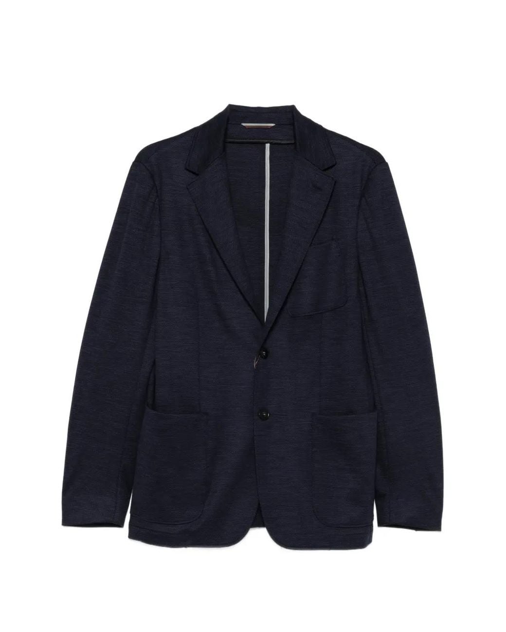 Canali Blue Blazer En Laine À Poches Plaquées for men
