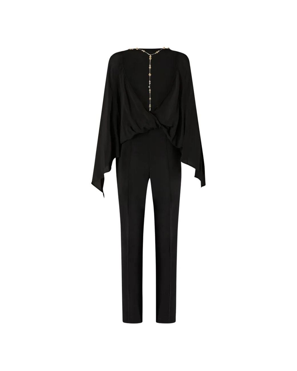 Pinko Lange Playsuit Met Zichtbare Achterkant En Juwelen Halsketting in het Black