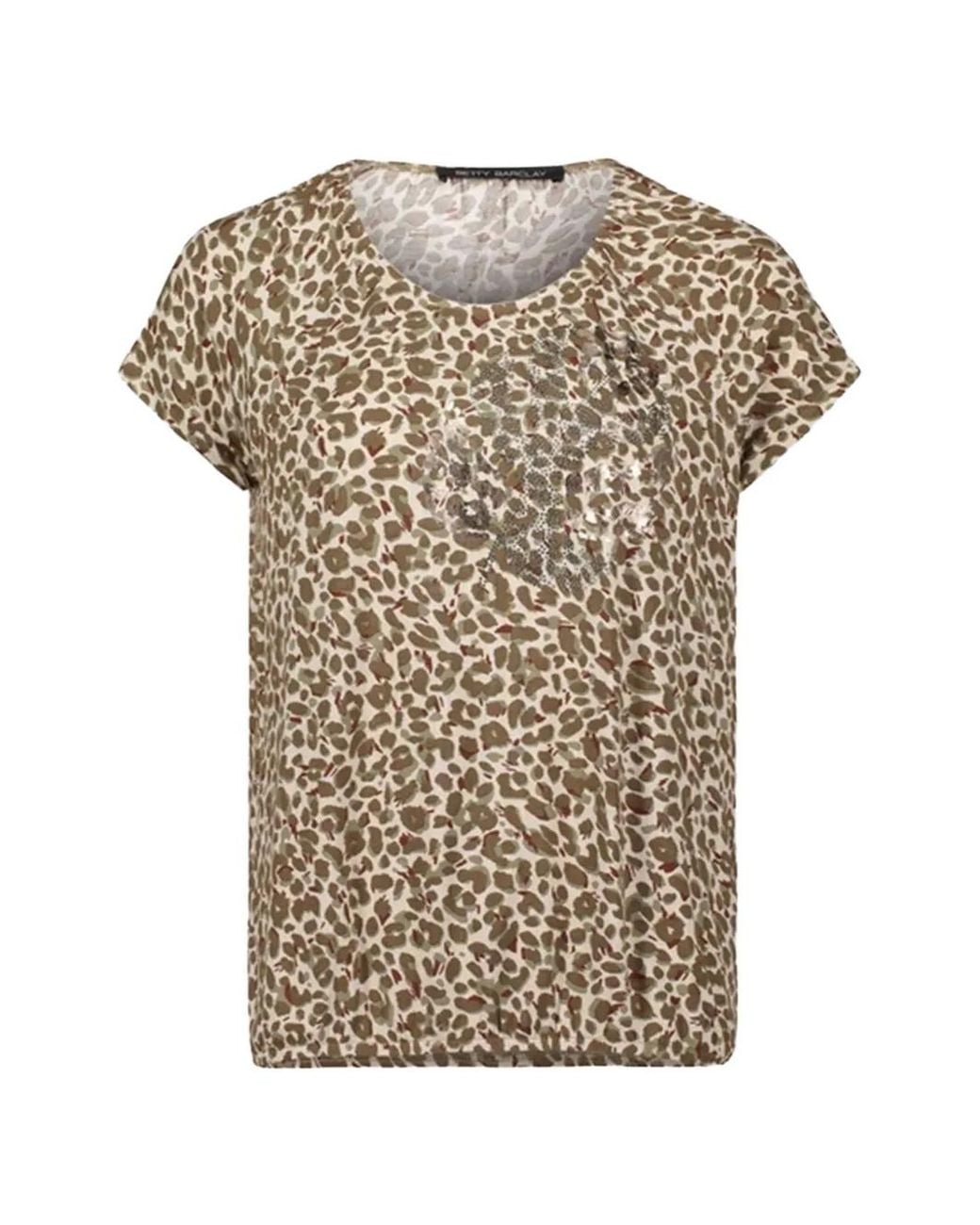 Betty Barclay White T-Shirt Orné De Sequins À Imprimé Léopard