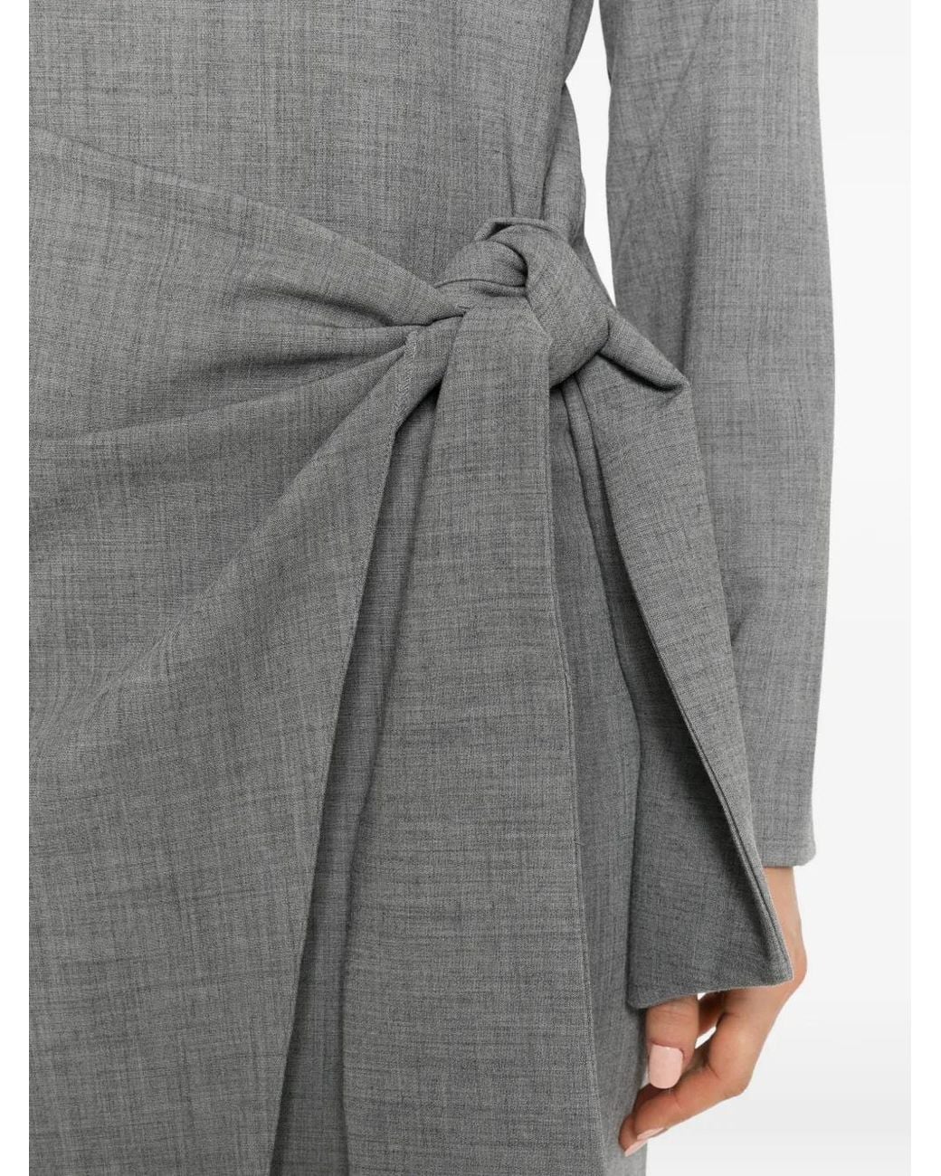 Patrizia Pepe Gray Tie-Waist Midi Dress