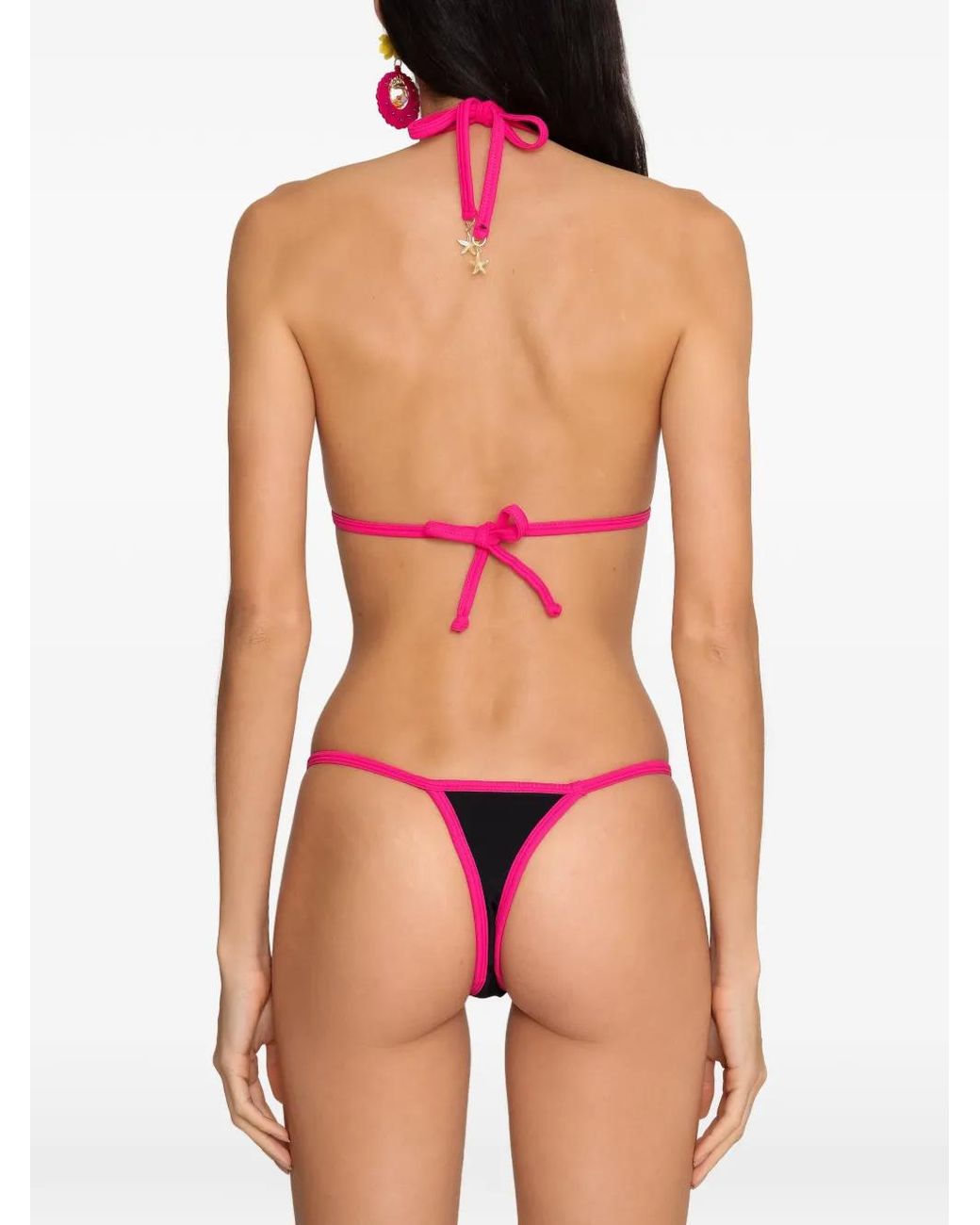 Amir Slama White X Jade Picon Trimmed Tie Bikini