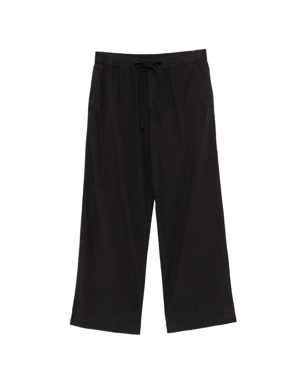 James Perse Black Stretch-Poplin Drawcord Trousers