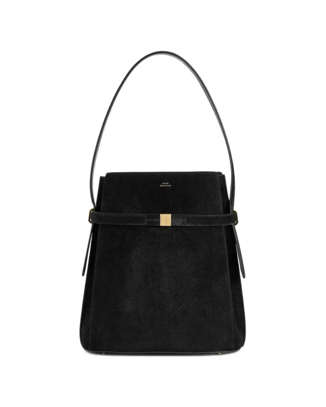 Totême Black Belted Suede Bucket Bag
