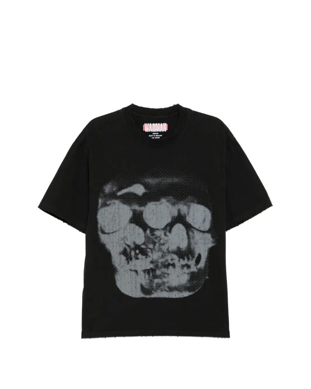 WARMAN Black Skull-Print T-Shirt for men