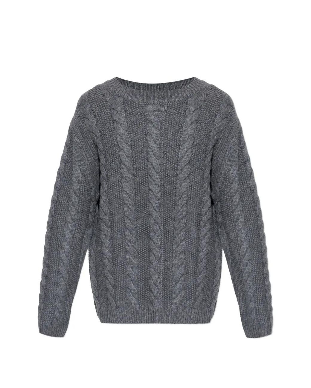 Lisa Yang Gray Cable-Knit Crew-Neck Sweater for men