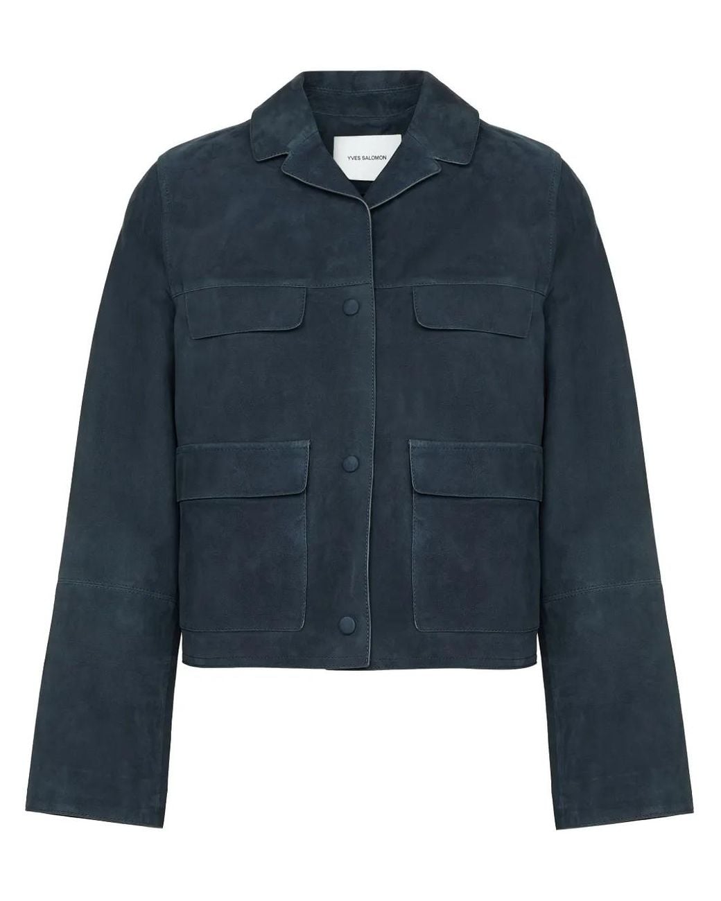 Yves Salomon Blue Suede Jacket