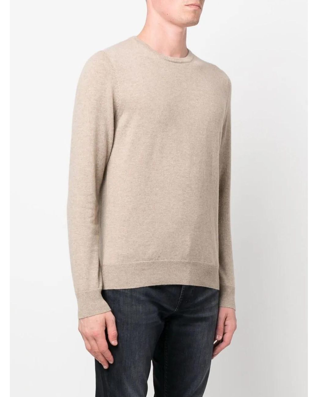 Malo Natural Round Neck Sweater In Wool for men
