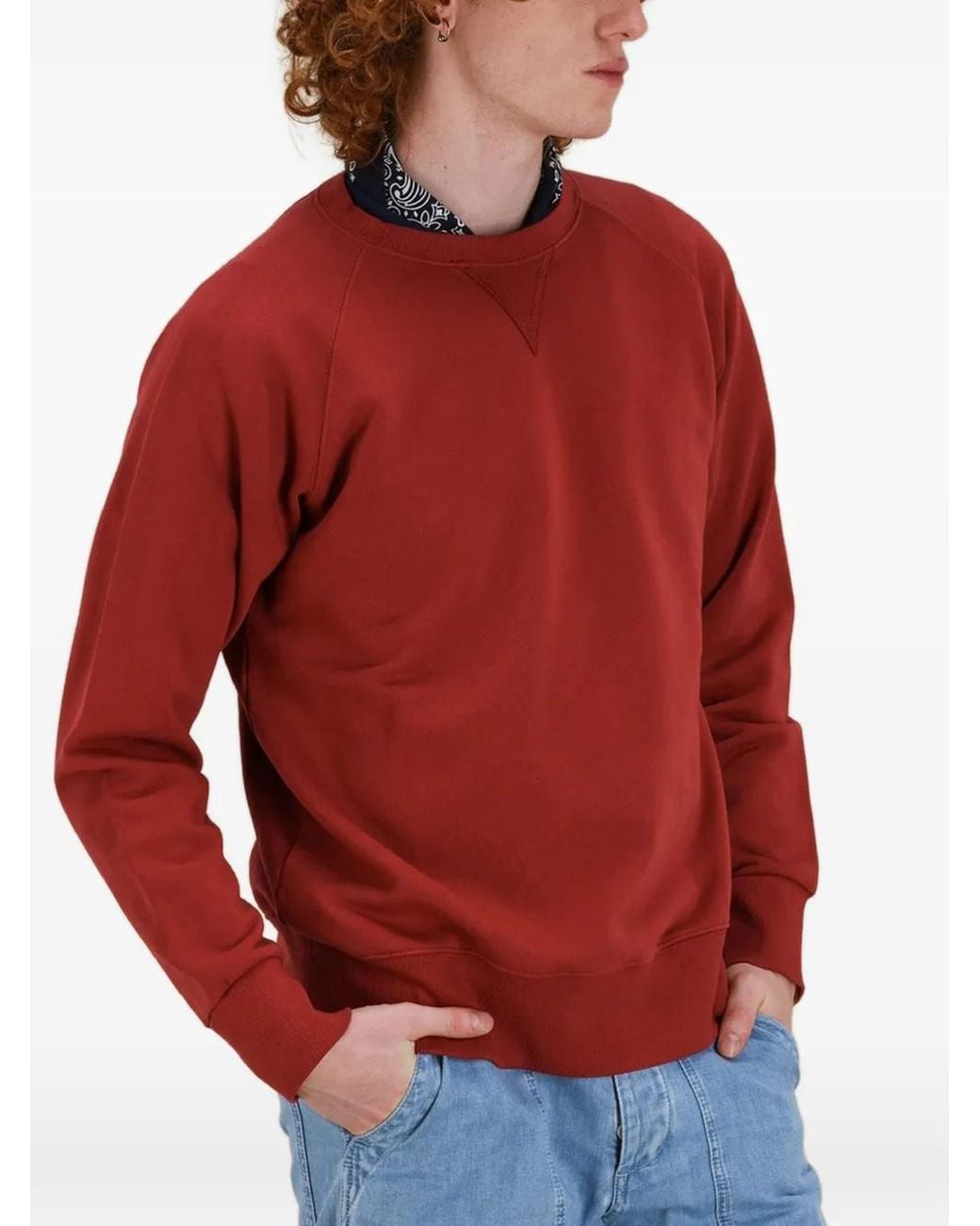 Fortela Red Harvard Raglan-Sleeves Sweatshirt for men
