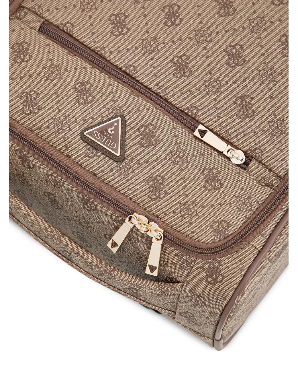 Guess Brown Monogram Zip Luggage