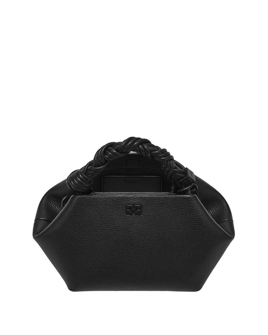 Ganni Black Compact Bou Tote Bag With Twisted Handles