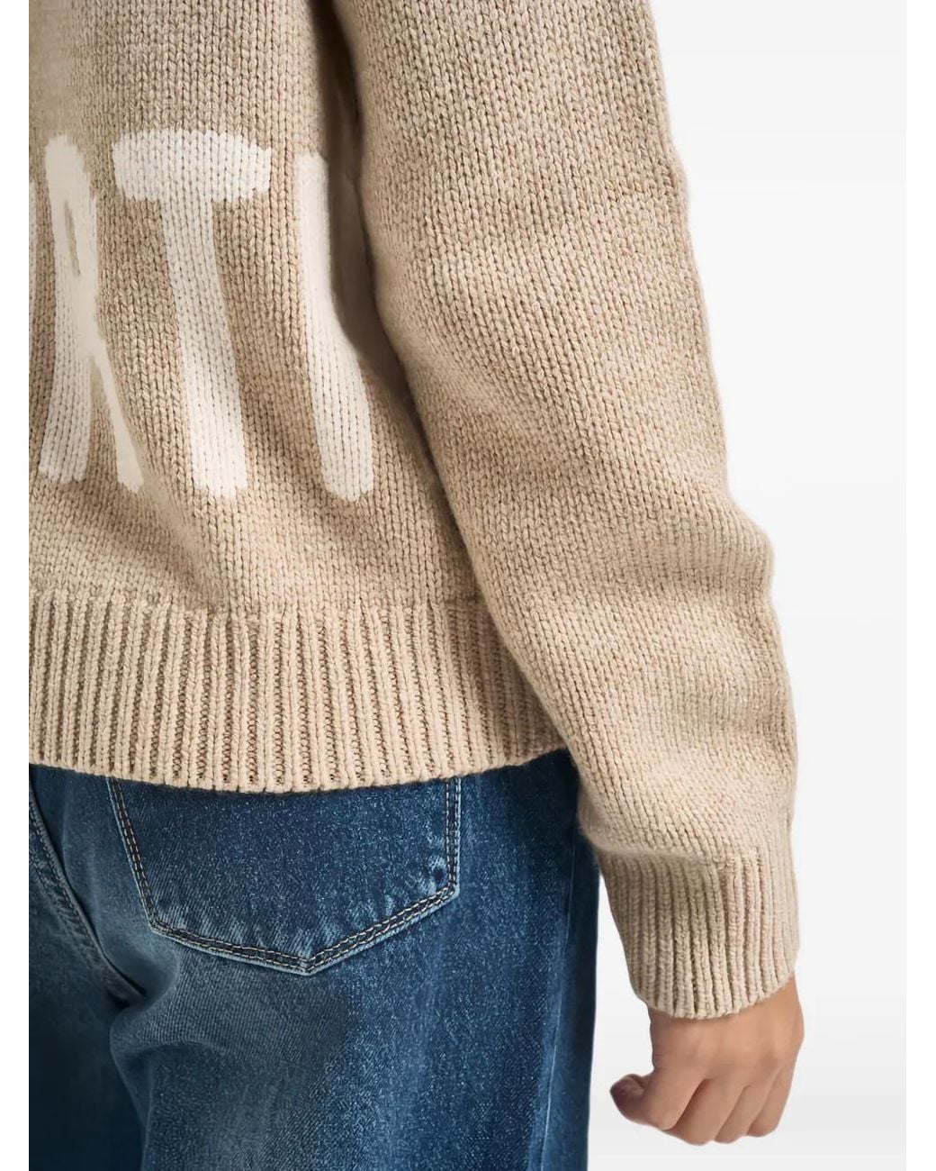 Mc2 Saint Barth Natural Kyla Wool-Knit Hoodie With St. Barth Intarsia