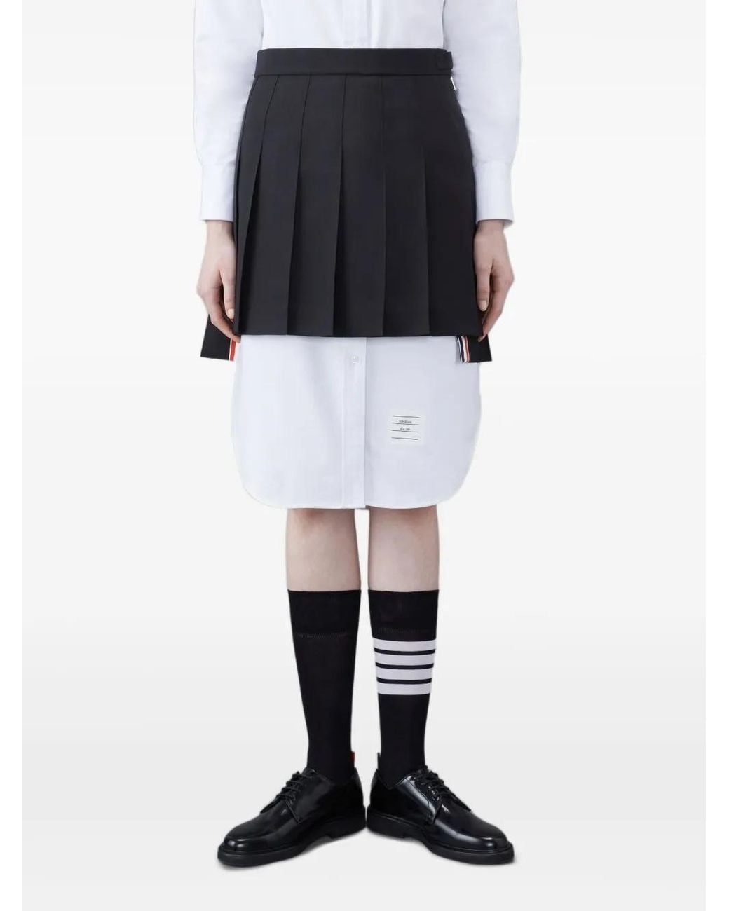 Thom Browne Black Wool Fresco Pleated Mini Skirt