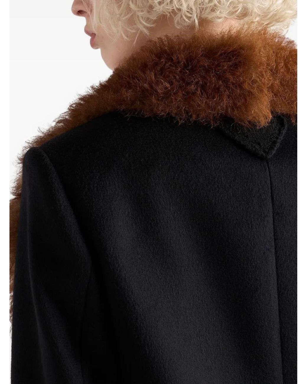 Prada Black Peak-Lapels Coat
