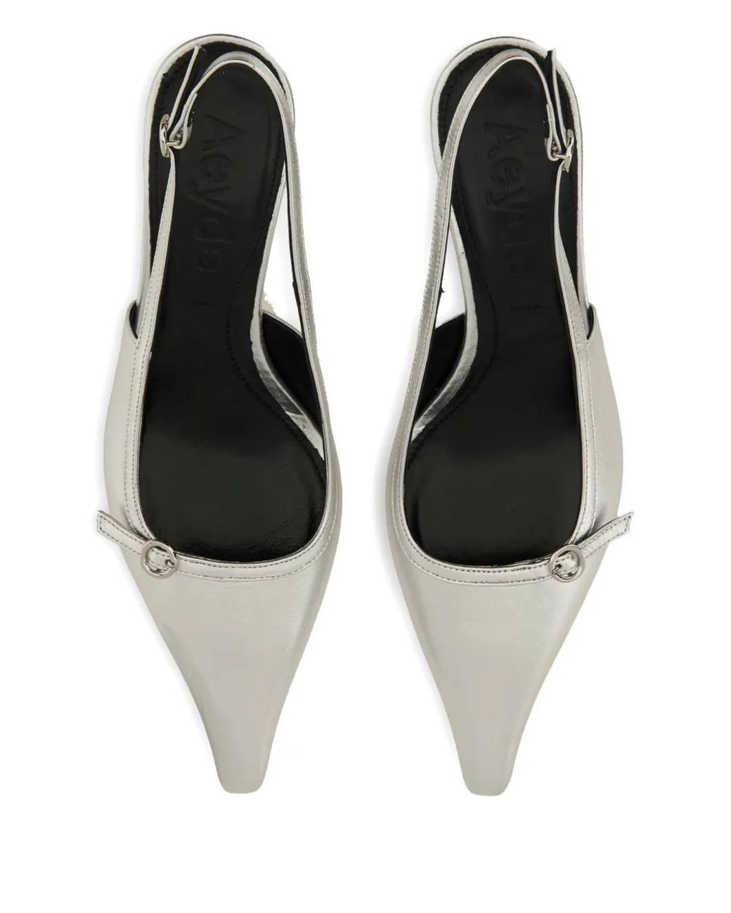 Aeyde White Saba Slingback Pointed-Toe Pumps