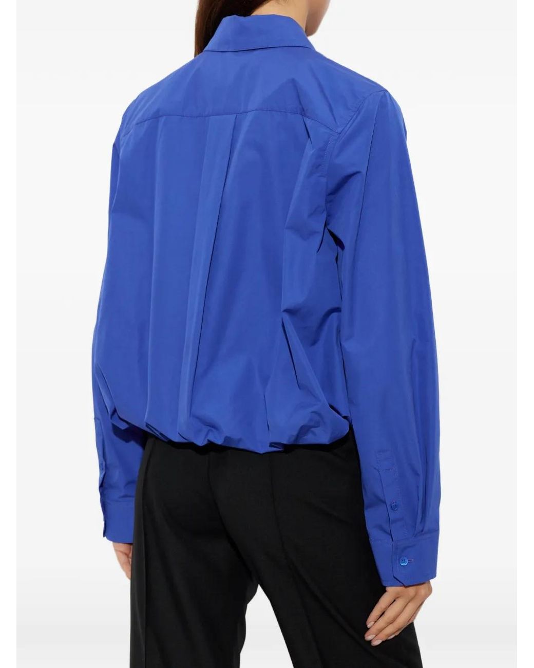 Loewe Blue Anagram-Embroidered Cropped Shirt