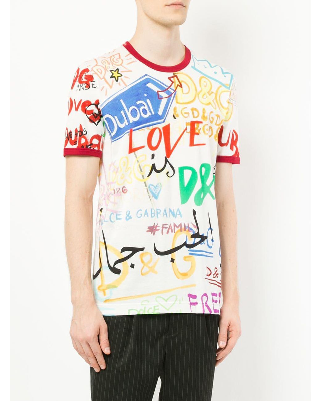 Dolce & Gabbana Dubai Graffiti Printed T-shirt in White for Men | Lyst