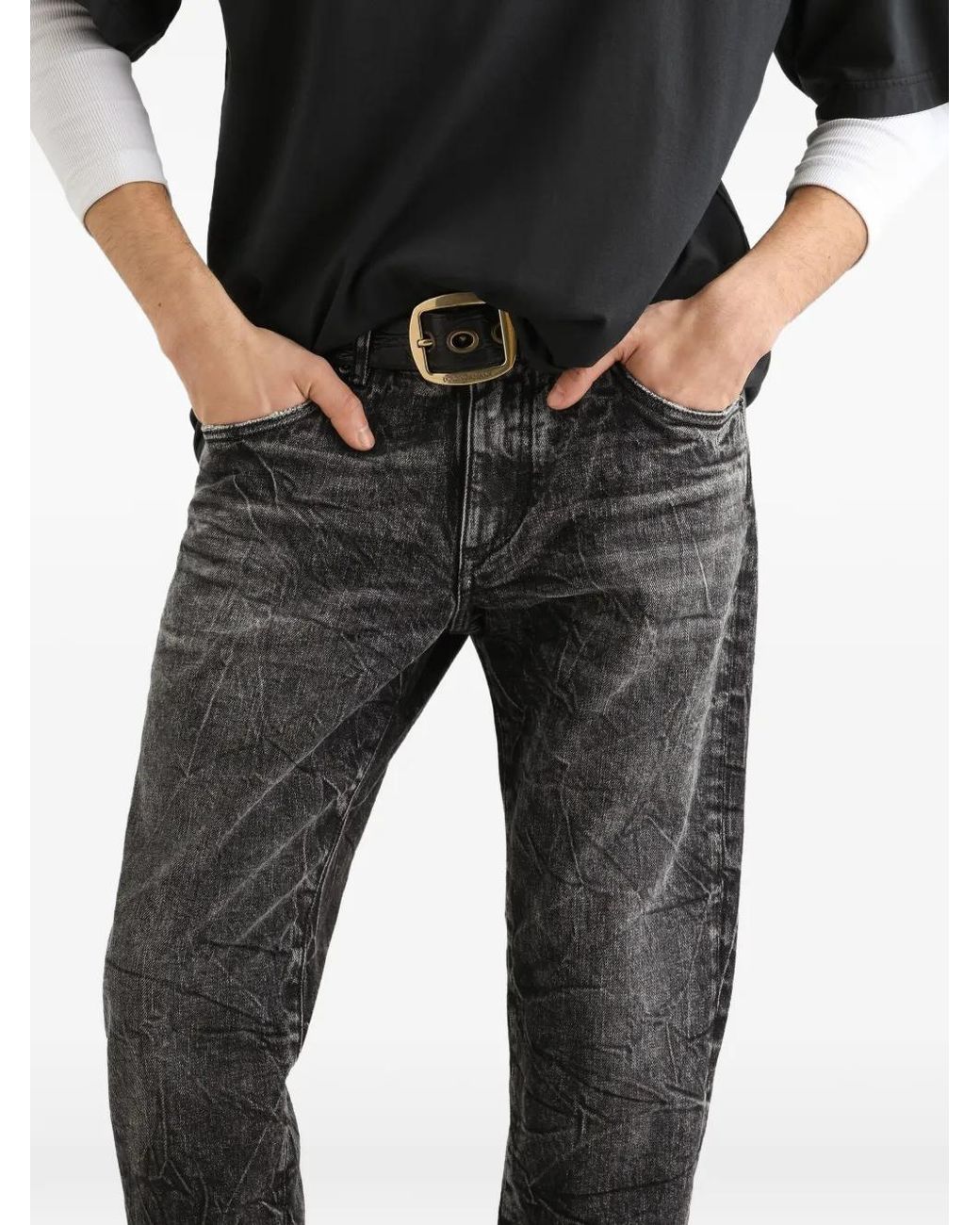 Dolce & Gabbana Black Logo-Plaque Jeans for men