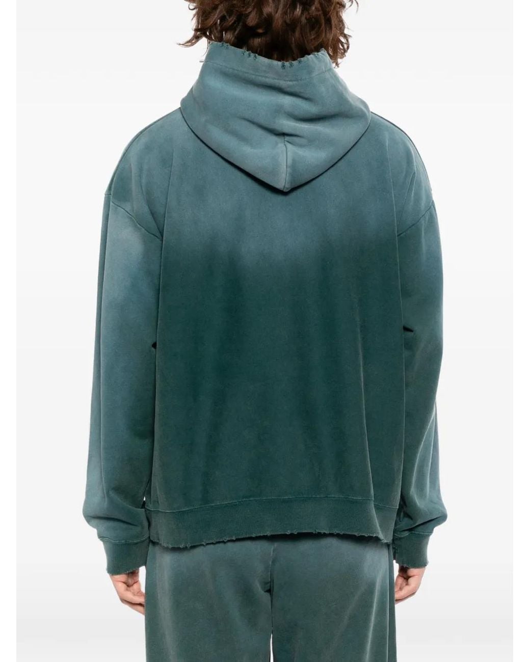 Maison Mihara Yasuhiro Green Sun Faded Like Distressed Hoodie for men