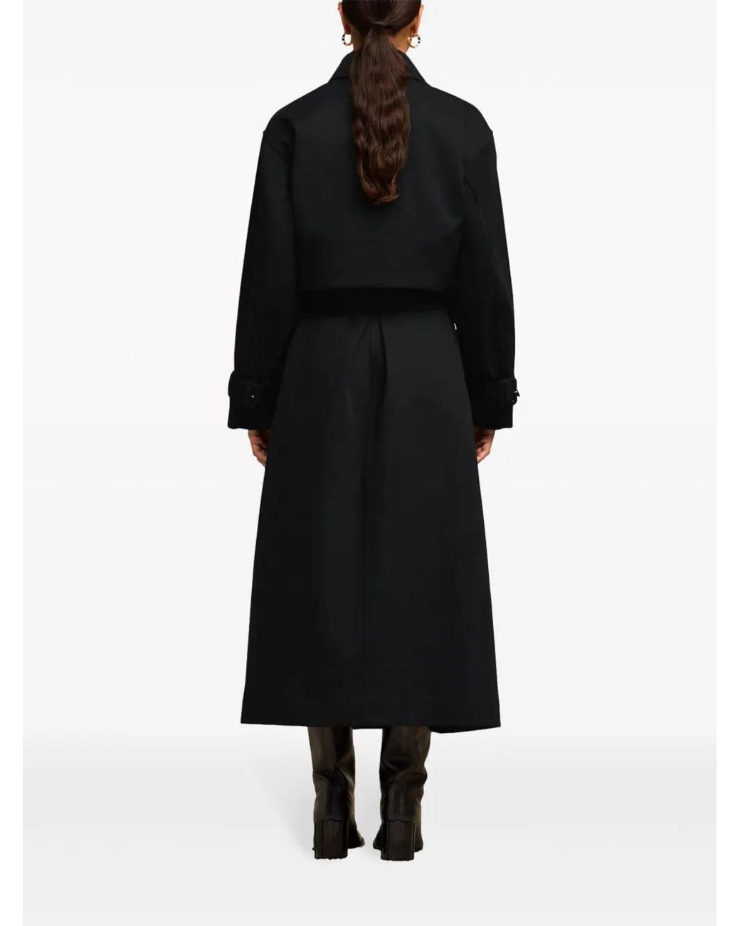 AMI Black Belted Cotton Trench Coat