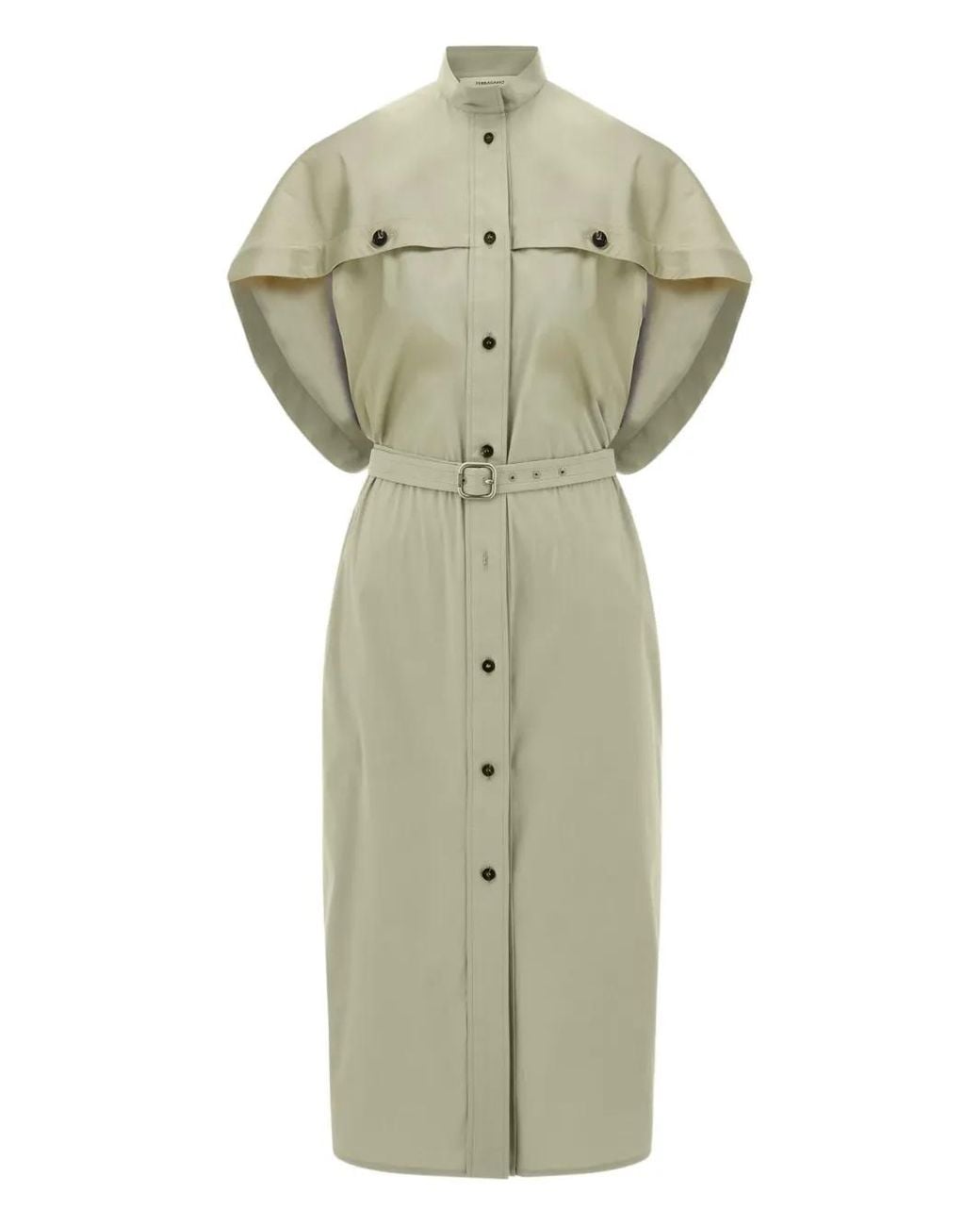 Ferragamo Green Belted Shirt Dress