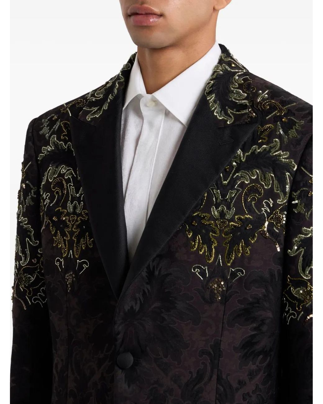 Etro Black Single-Breasted Blazer With Floral Embroidery for men