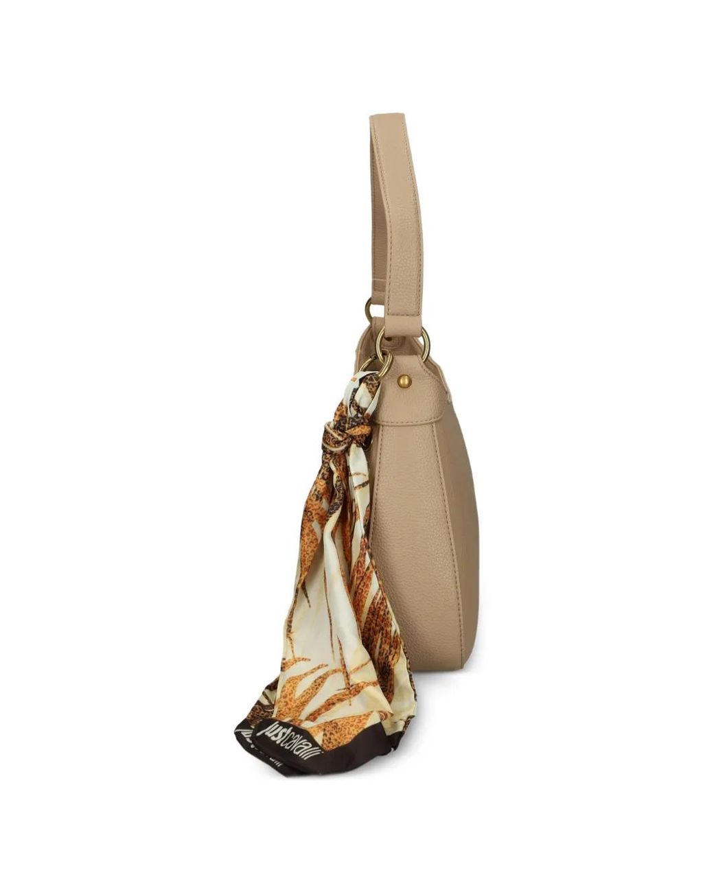 Just Cavalli Natural Scarf-Embellished Shoulder Bag