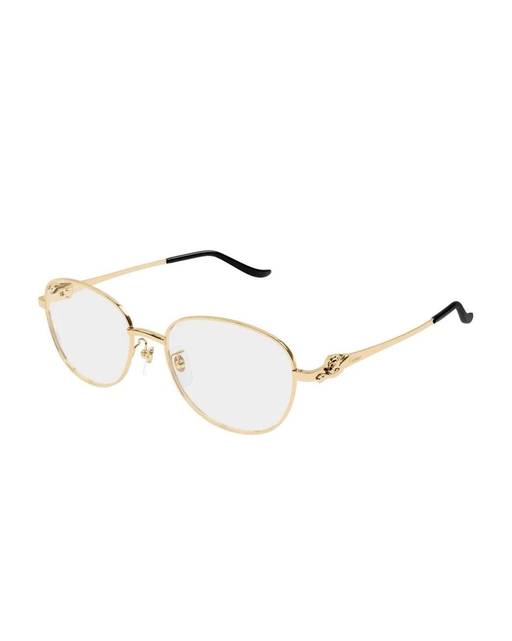 Cartier Metallic Panthère De Cartier Round-Frame Glasses