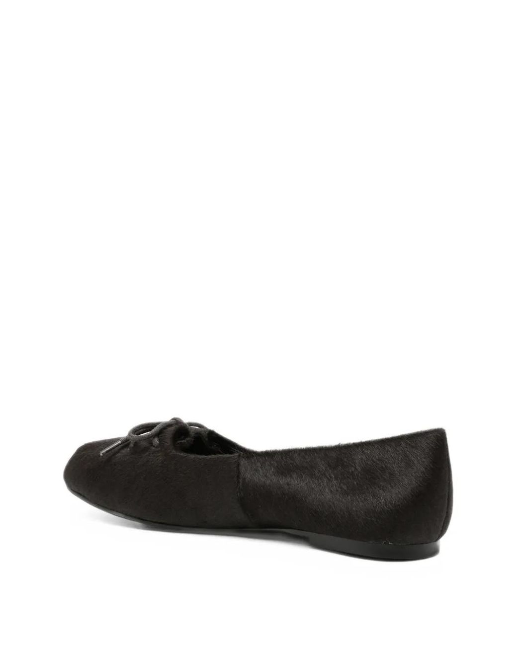 Bibi Lou White Bow-Detail Pony-Hair Ballet Flats
