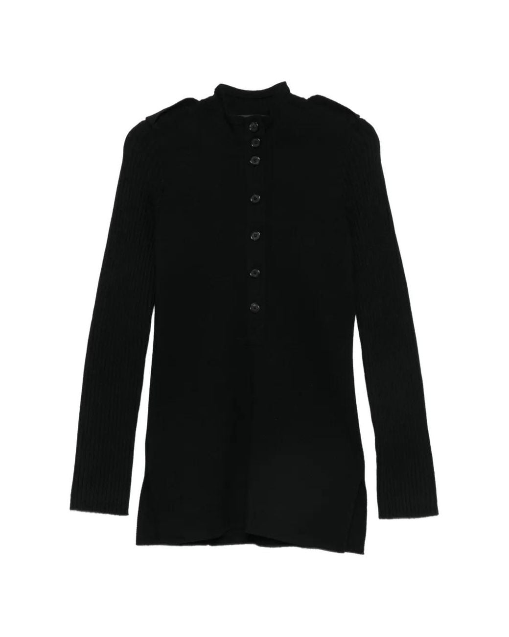 Barbara Bui Black Ribbed-Knit Epaulette Sweater