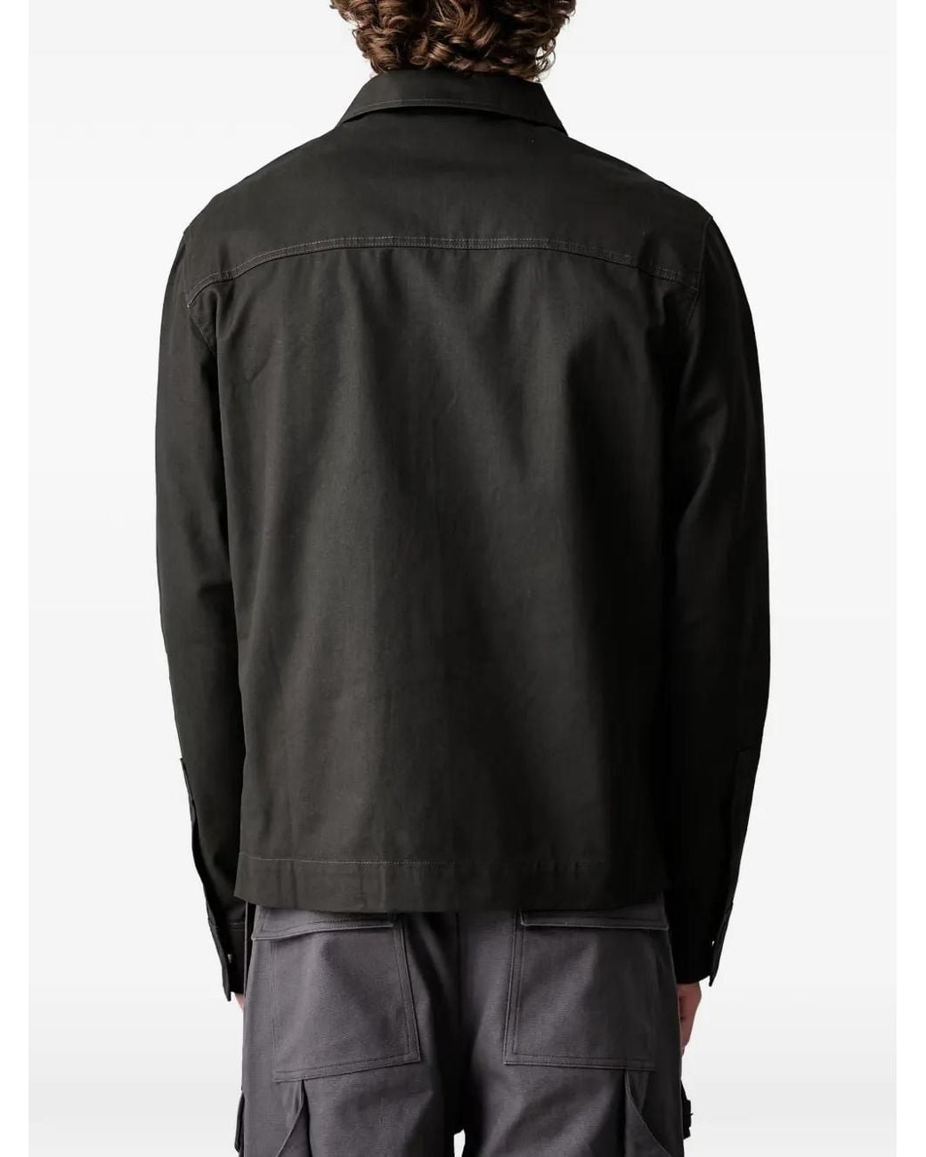 HELIOT EMIL Black Octave Flap-Pocket Tie-Strap Shirt Jacket for men