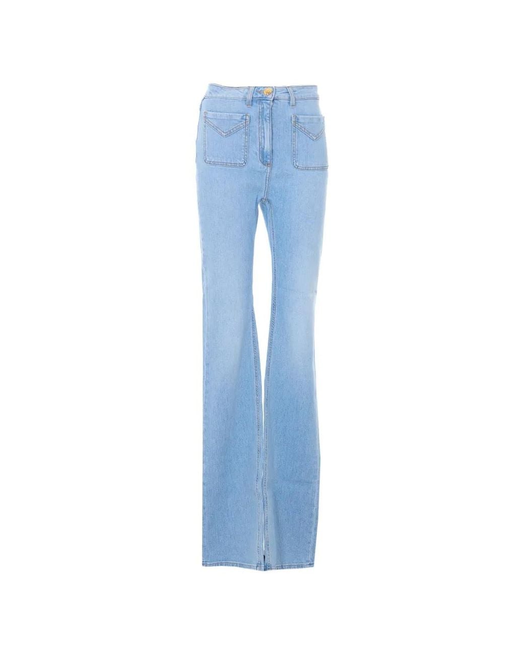 Elisabetta Franchi Blue Pocket Flared Denim