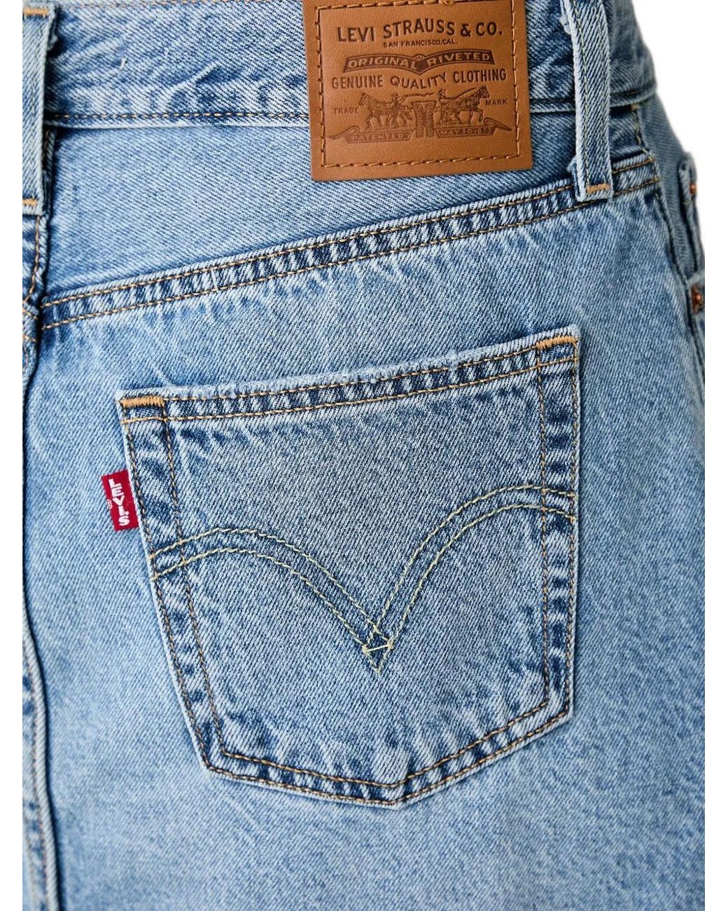 Levi's Blue Whiskering-Effect Mini Skirt