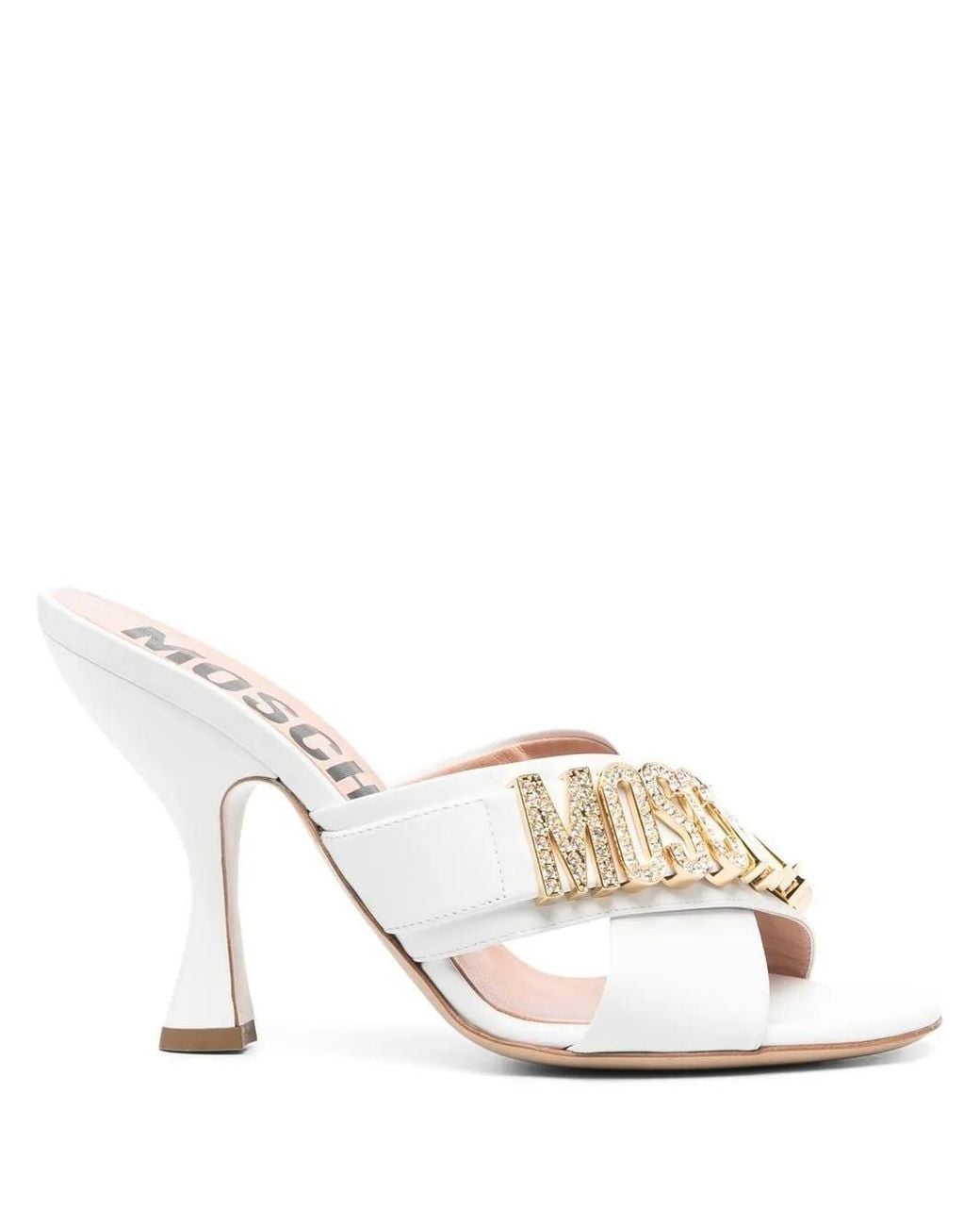 Moschino White 110Mm Logo-Plaque Sandals