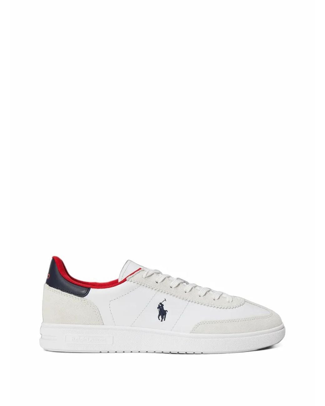 Polo Ralph Lauren White Logo-Embroidered Panelled Sneakers for men