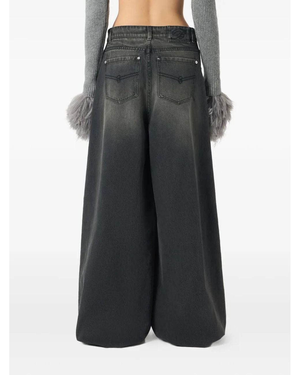 Blumarine Black Whiskering-Effect Jeans