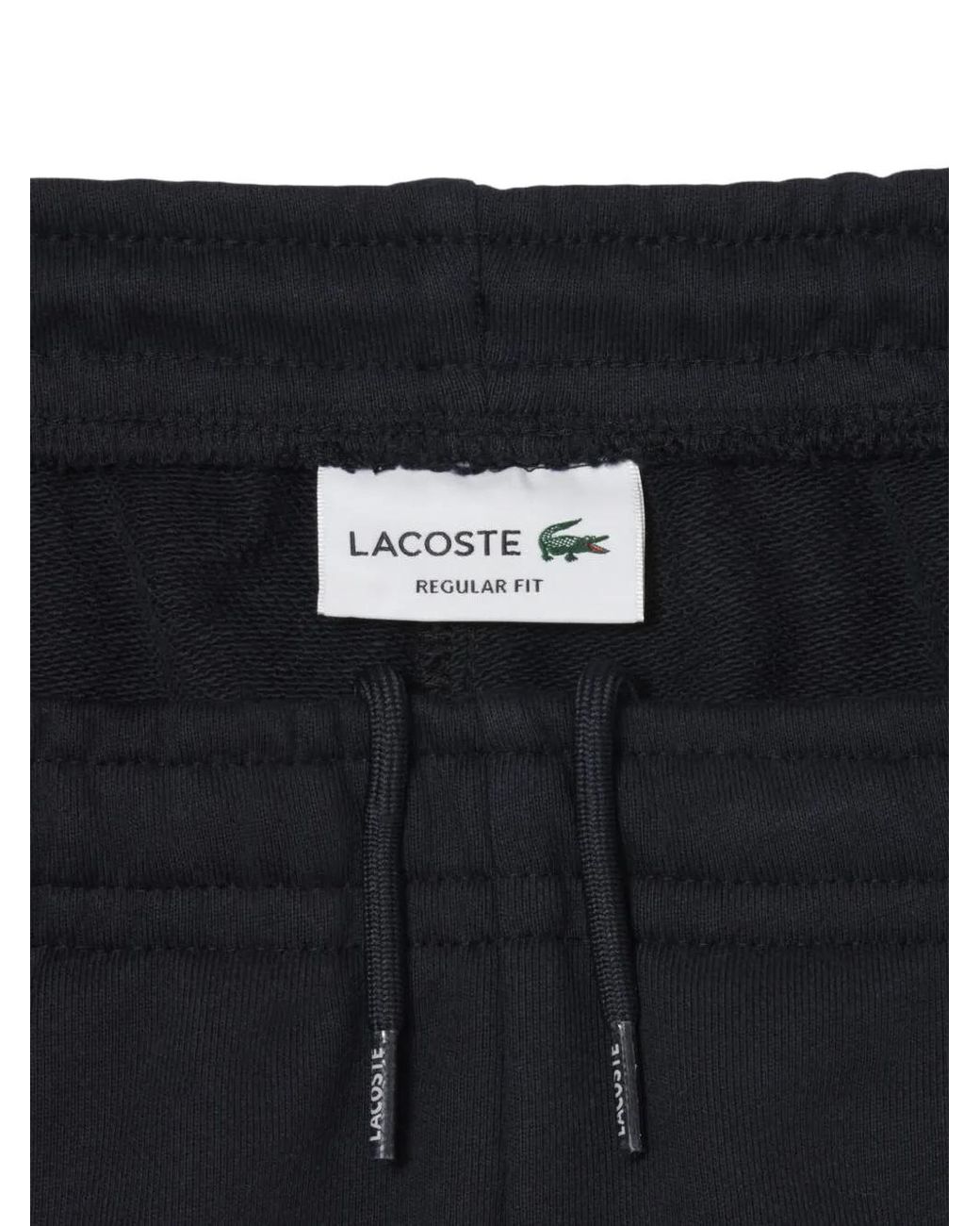 Lacoste Black Regular Fit Colorblock Fleece Shorts for men
