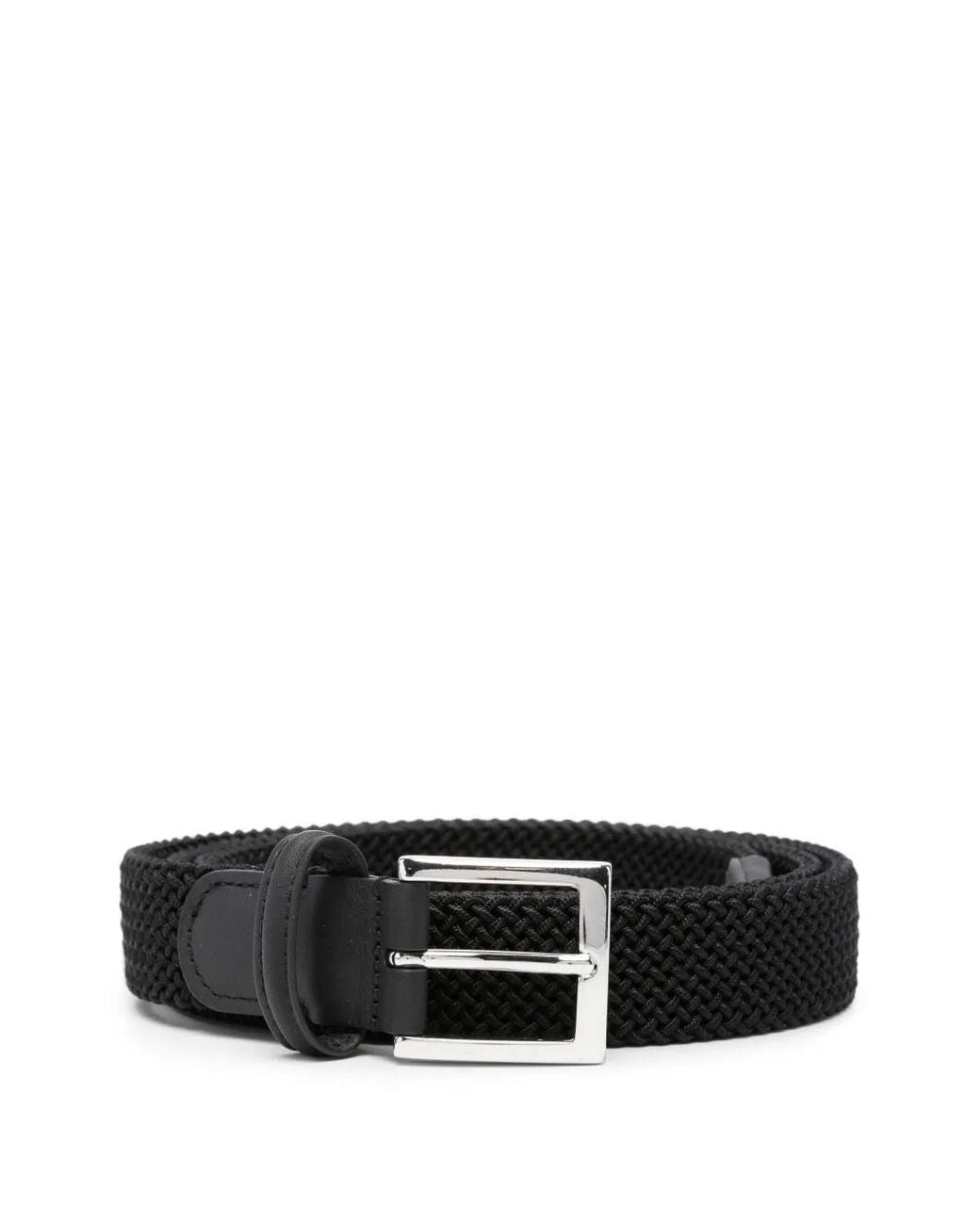Kiton White Braided Leather-Trim Belt for men