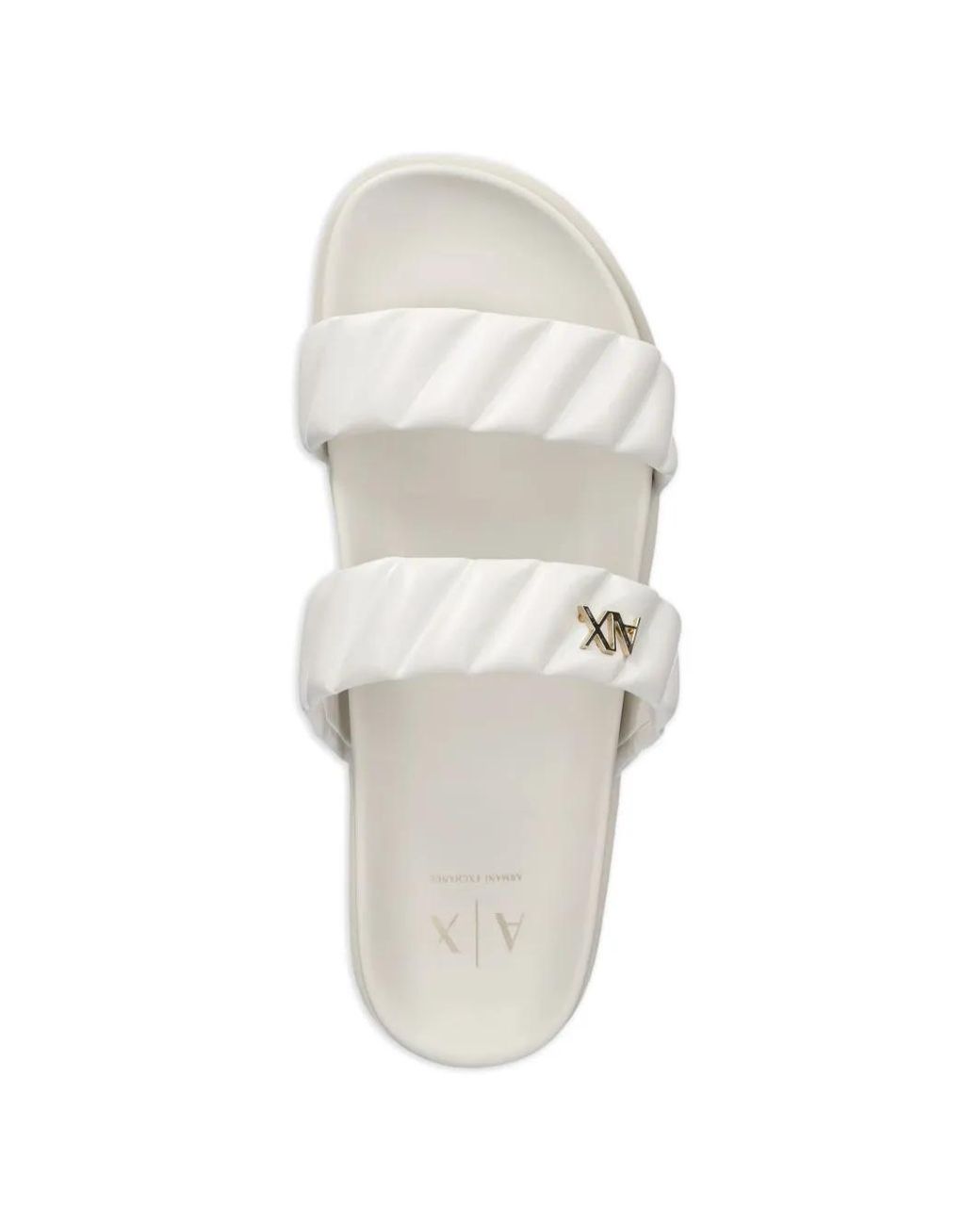 ARMANI EXCHANGE White Quilted Double-Strap Slides