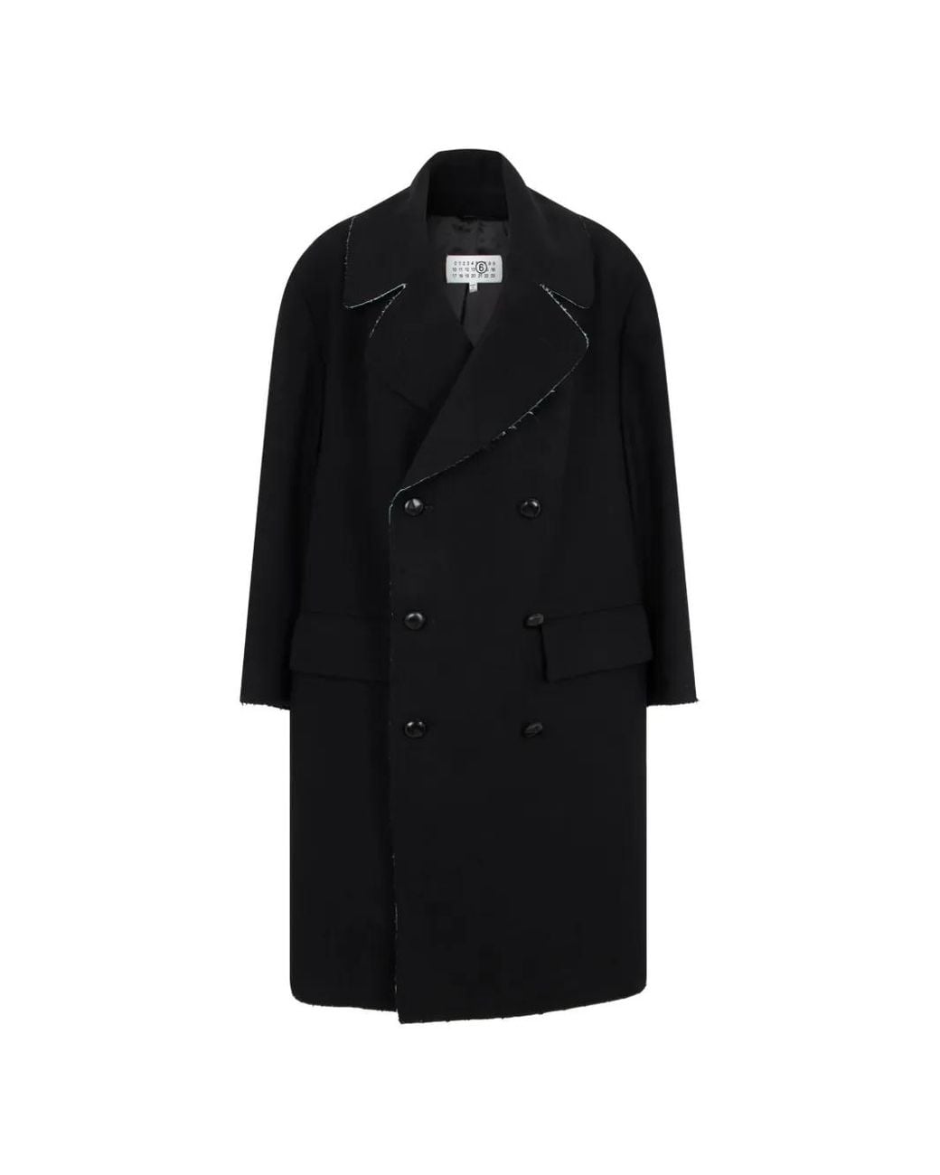 MM6 by Maison Margiela Black Raw-Edge Wool Coat