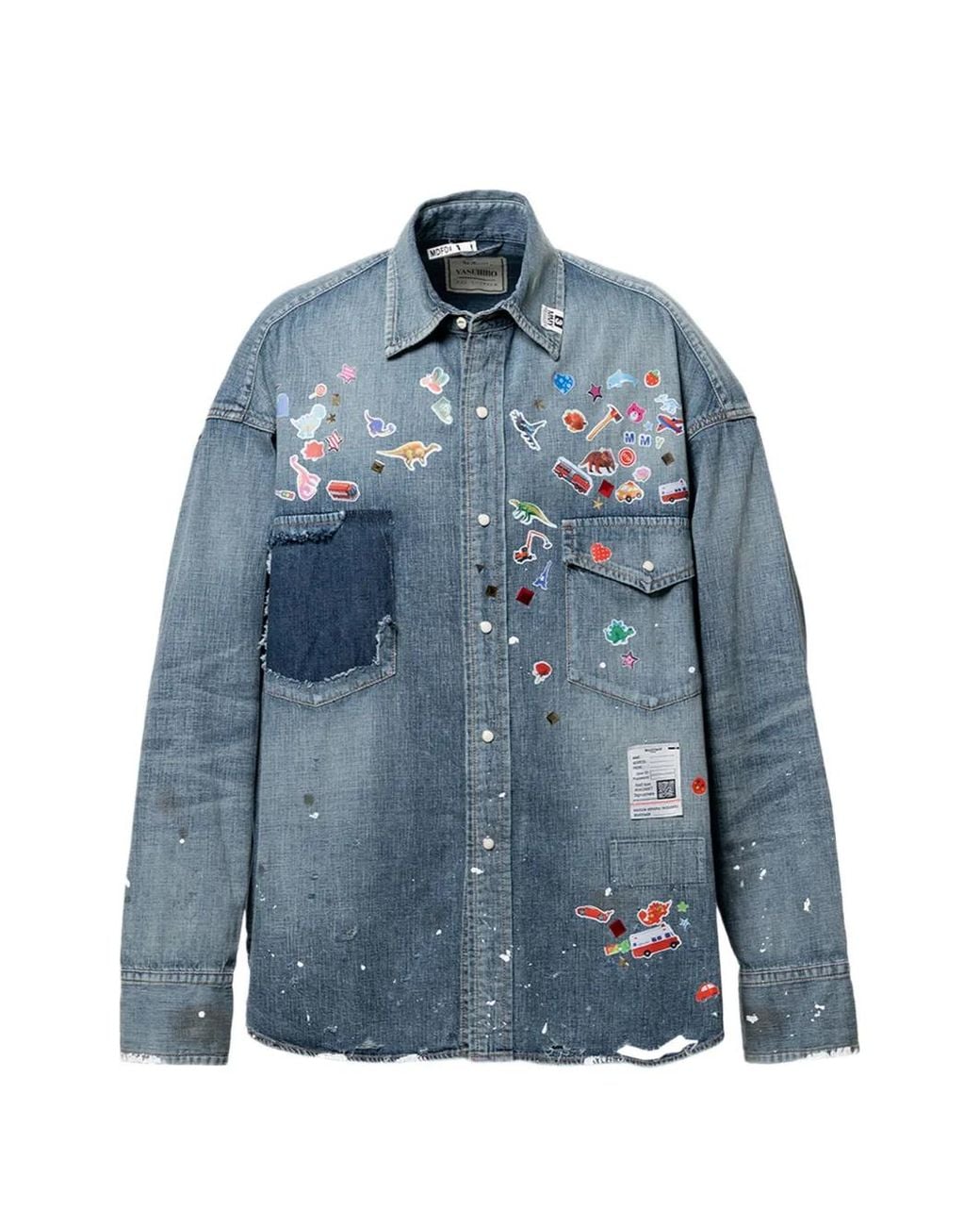 Maison Mihara Yasuhiro Blue Chemise En Jean À Imprimé Graphique for men