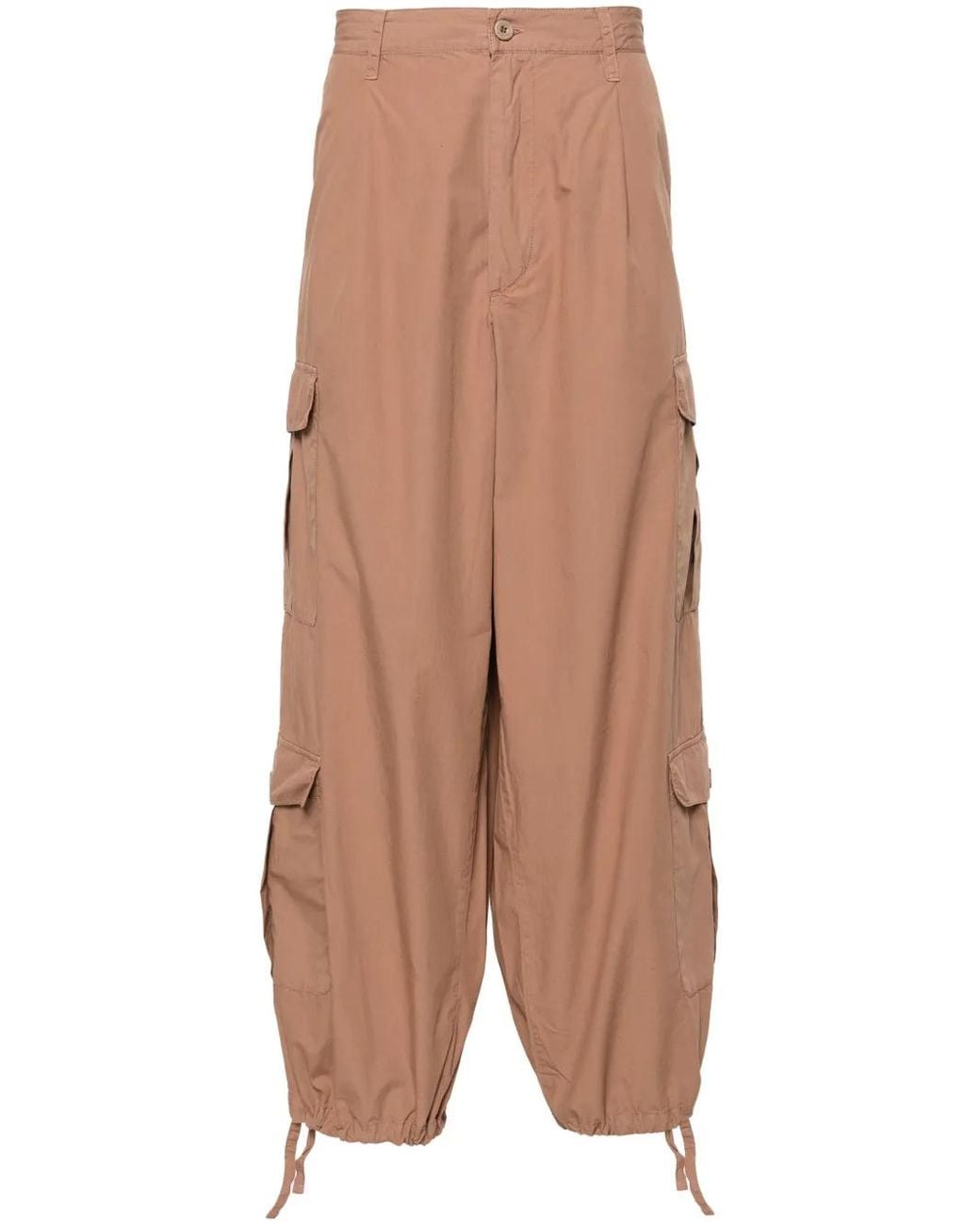 Emporio Armani Brown Straight-Leg Cotton Cargo Trousers for men