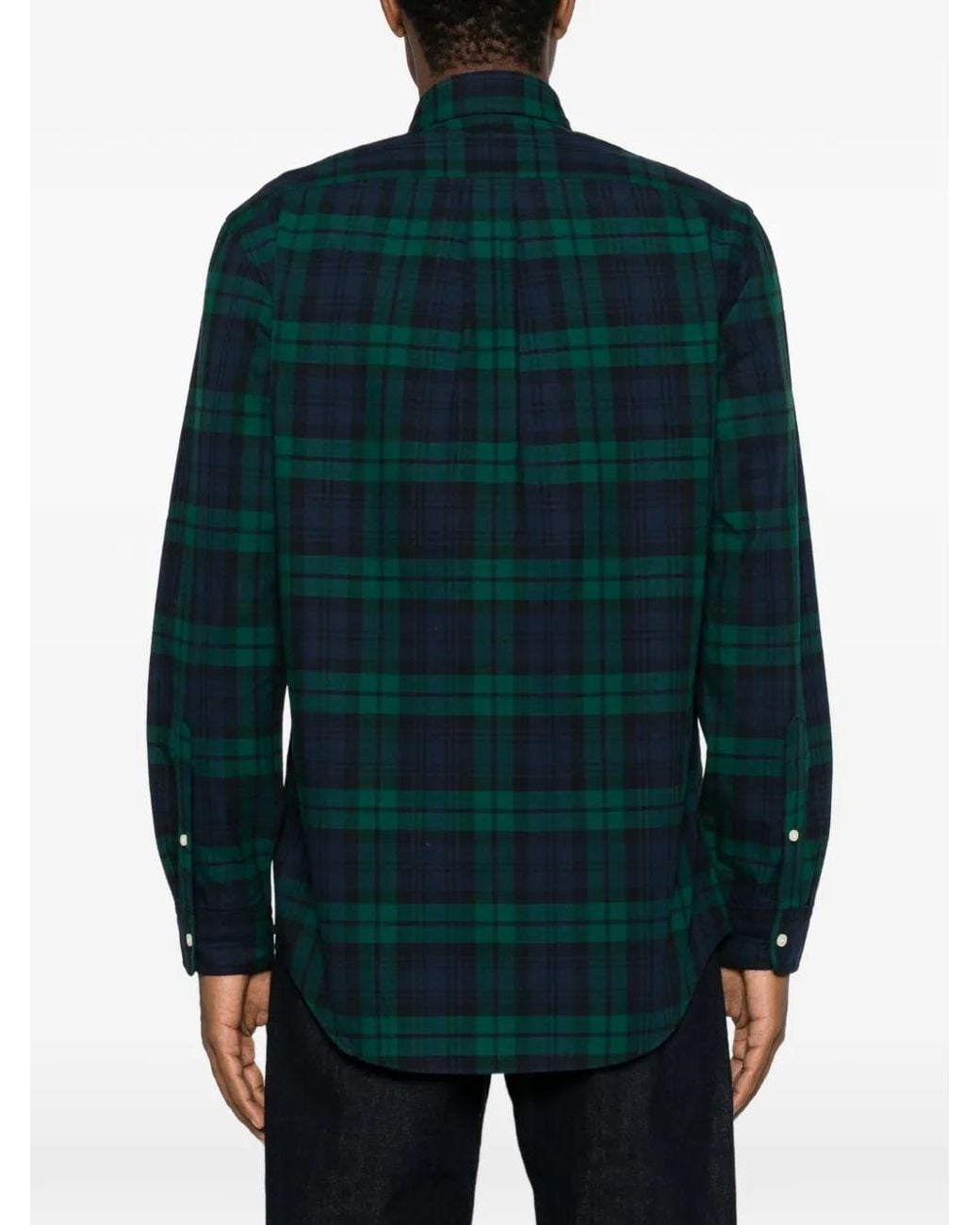 Ralph Lauren Green Tartan-Check Button-Down Shirt for men